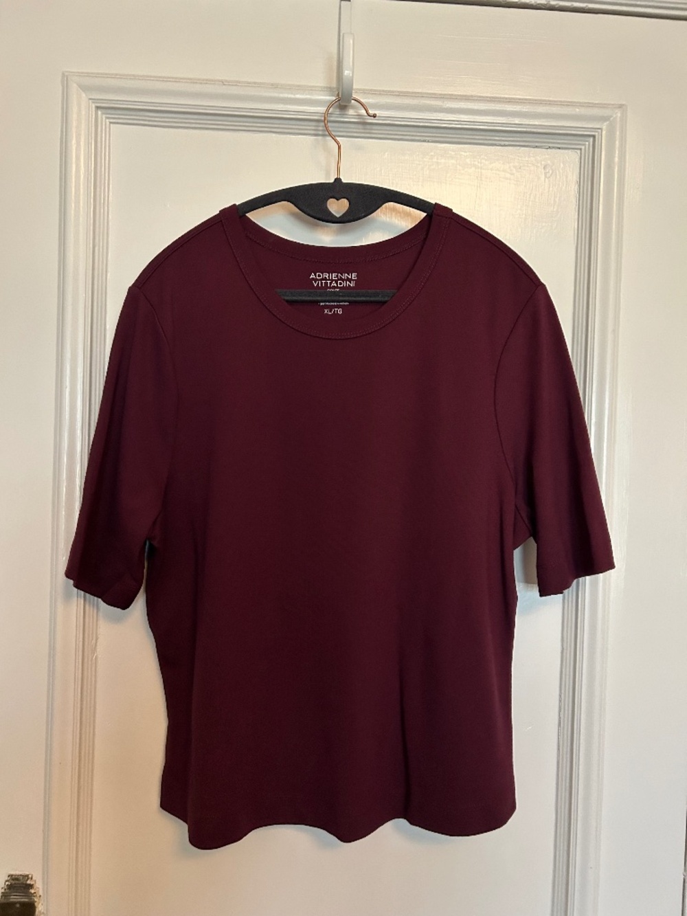 Adrienne Vittadini Ponte Boxy Fit Burgundy Tee Size XL